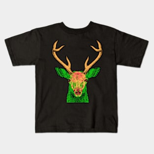 Deer Skull Interactive Magenta&Green Filter T-Shirt By Red&Blue Kids T-Shirt